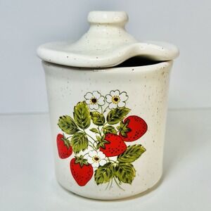 Vintage McCoy Strawberry Jam Sugar Condiment Jar w/Lid #1852 USA Crock Pot